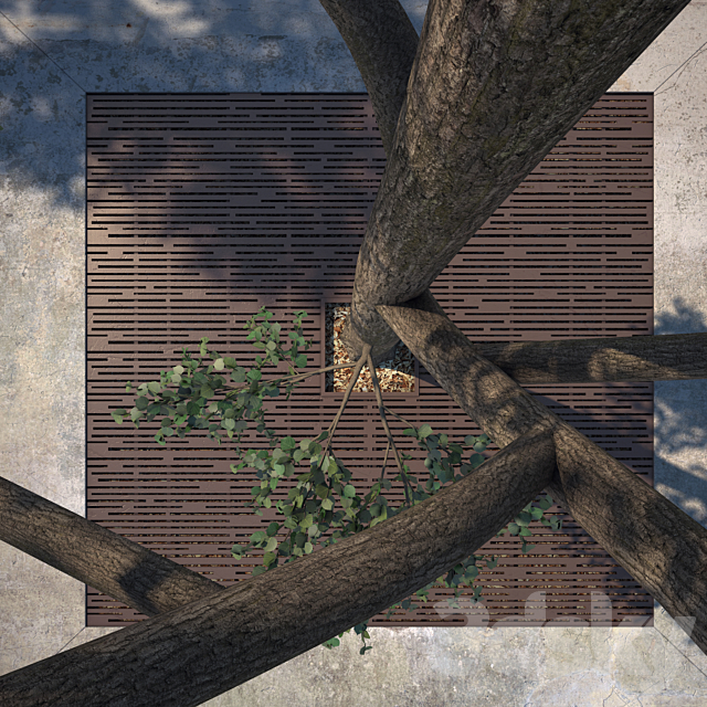 Square Tree Grate 3DS Max Model - thumbnail 3