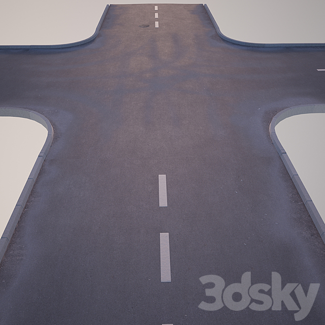 Street intersection 3DS Max Model - thumbnail 1