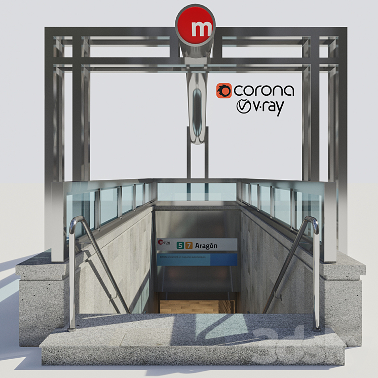 Subway station entrance 3DS Max - thumbnail 2