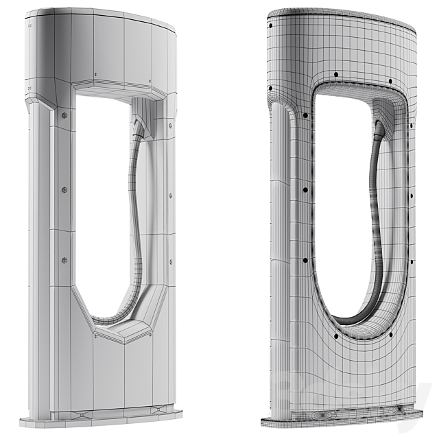 Tesla Supercharger charging station 3DS Max Model - thumbnail 2