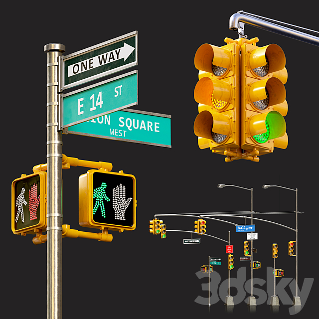 traffic light set01 3ds Max - thumbnail 1