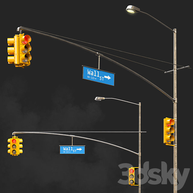 traffic light set01 3ds Max - thumbnail 3