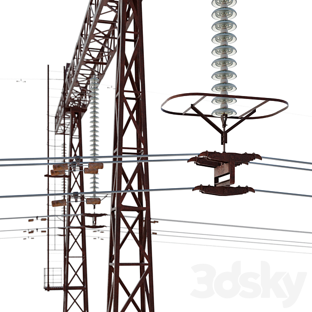 Transmission tower 500 kV 3DS Max Model - thumbnail 3