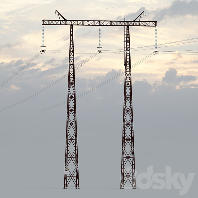 Transmission tower 500 kV 3DS Max Model - thumbnail 4