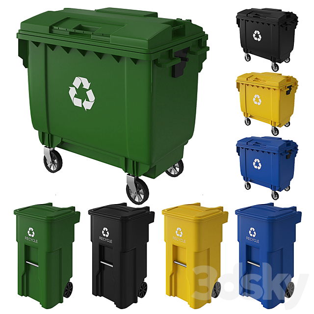 Trash can and dumpster 3DSMax File - thumbnail 1