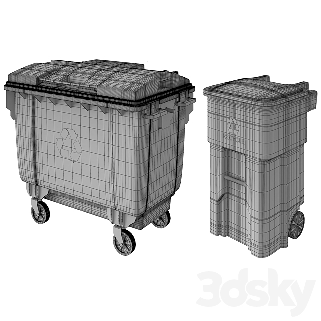 Trash can and dumpster 3DSMax File - thumbnail 2