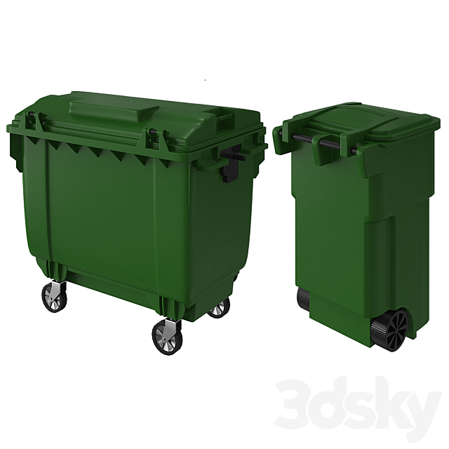 Trash can and dumpster 3DSMax File - thumbnail 3