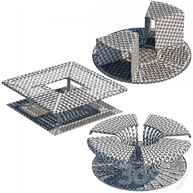 Tree Bench Grates 3DS Max Model - thumbnail 3