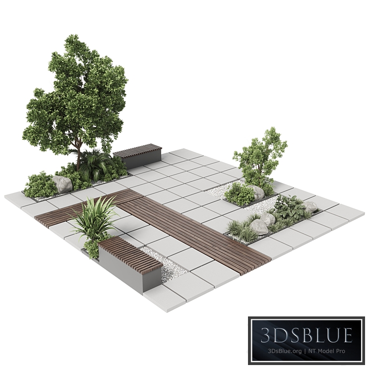 Urban Environment – Urban Furniture – Green Benches With plants 30 corona 3DS Max - thumbnail 3