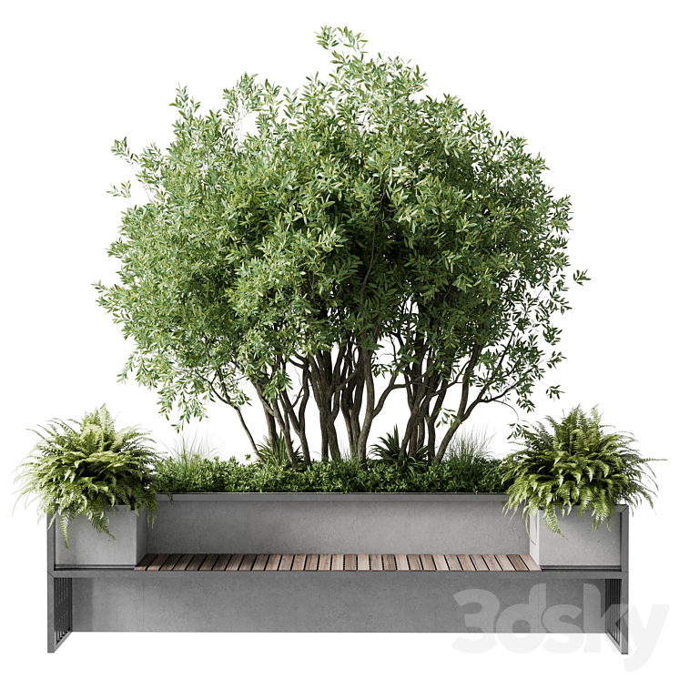 Urban Environment – Urban Furniture – Green Benches With tree 41 3DS Max - thumbnail 2