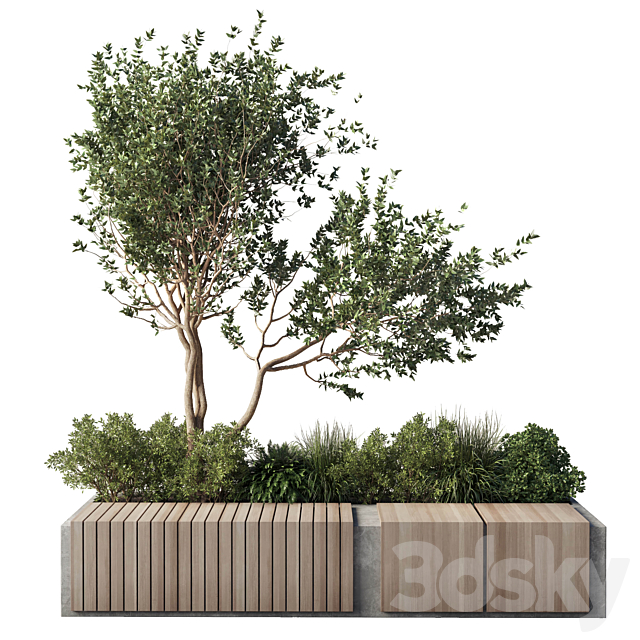 Urban Environment_Urban Furniture_Green Benches_Plants tree grass 17 corona 3ds Max - thumbnail 1