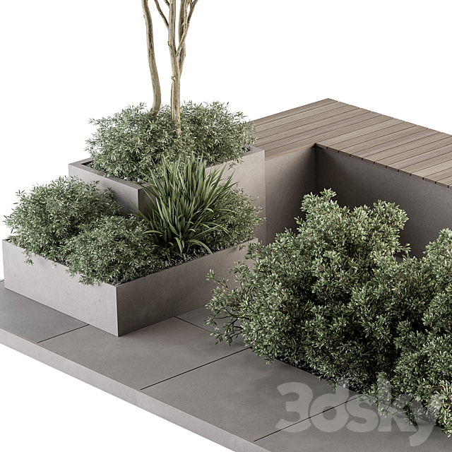 Urban Furniture _ Architecture Bench with Garden Plants- Set 35 3DSMax File - thumbnail 2