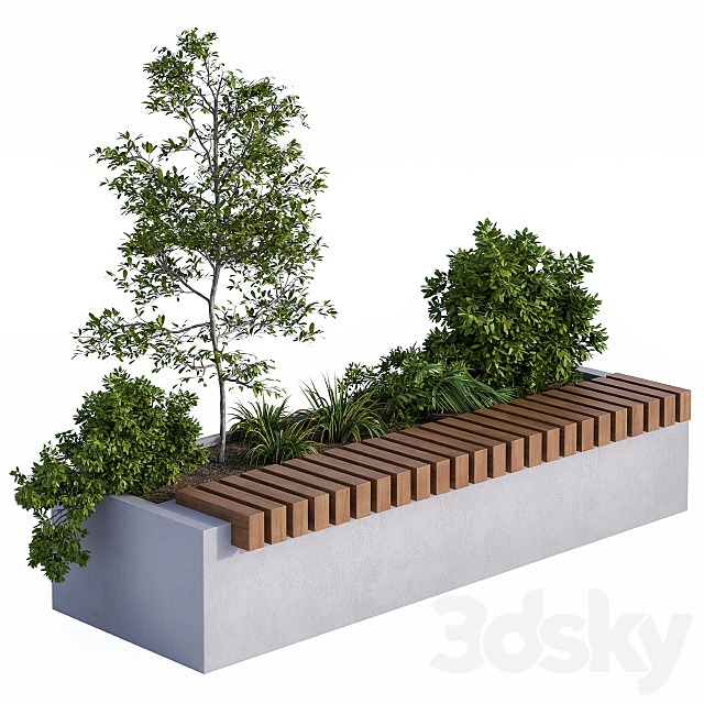 Urban Furniture _ Architecture Bench with Plants Box01 3DSMax File - thumbnail 1