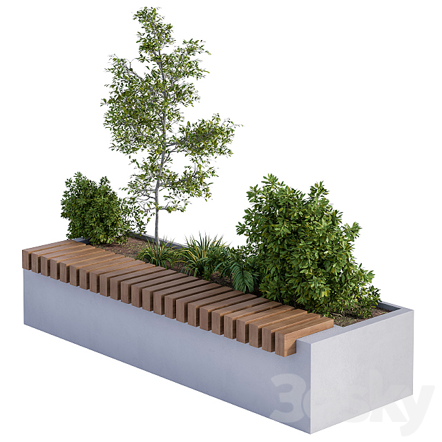 Urban Furniture _ Architecture Bench with Plants Box01 3DSMax File - thumbnail 2