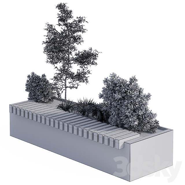 Urban Furniture _ Architecture Bench with Plants Box01 3DSMax File - thumbnail 3