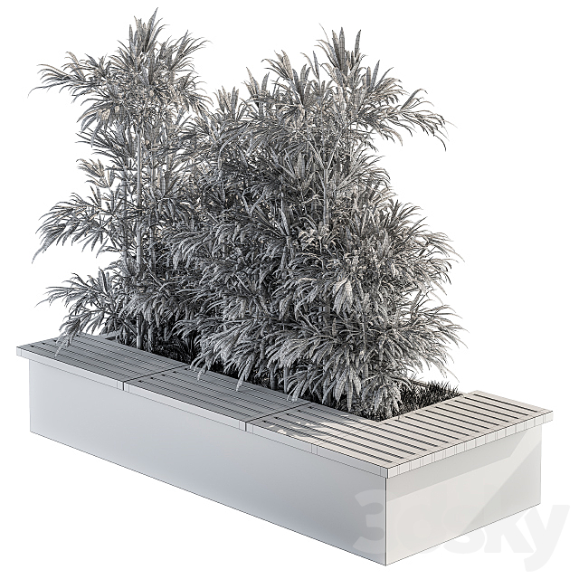Urban Furniture _ Architecture Bench with Plants- Set 11 3DSMax File - thumbnail 5
