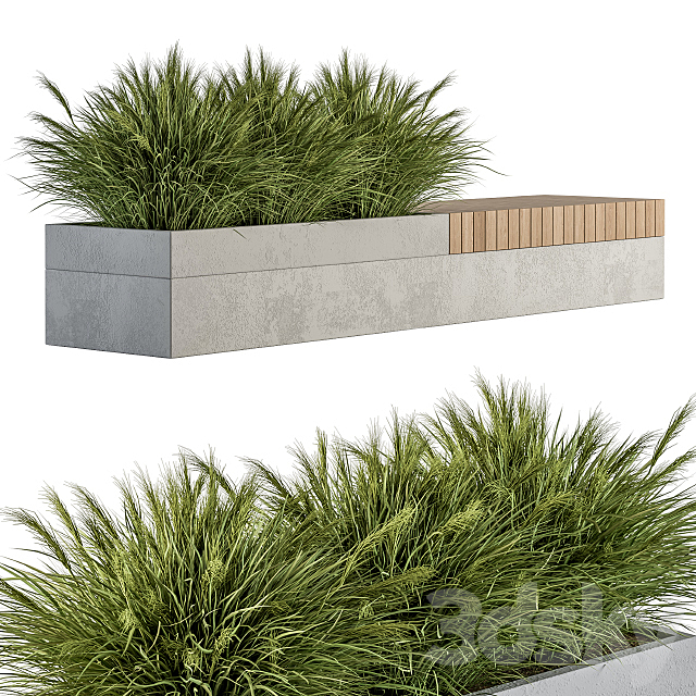 Urban Furniture _ Architecture Bench with Plants- Set 12 3DSMax File - thumbnail 2