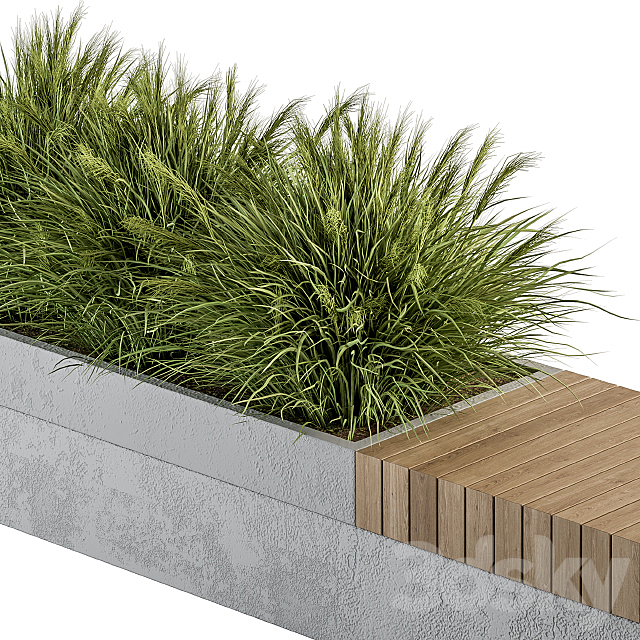 Urban Furniture _ Architecture Bench with Plants- Set 12 3DSMax File - thumbnail 3