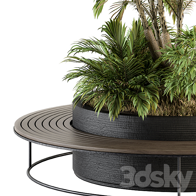 Urban Furniture _ Architecture Bench with Plants- Set 16 3DS Max Model - thumbnail 3