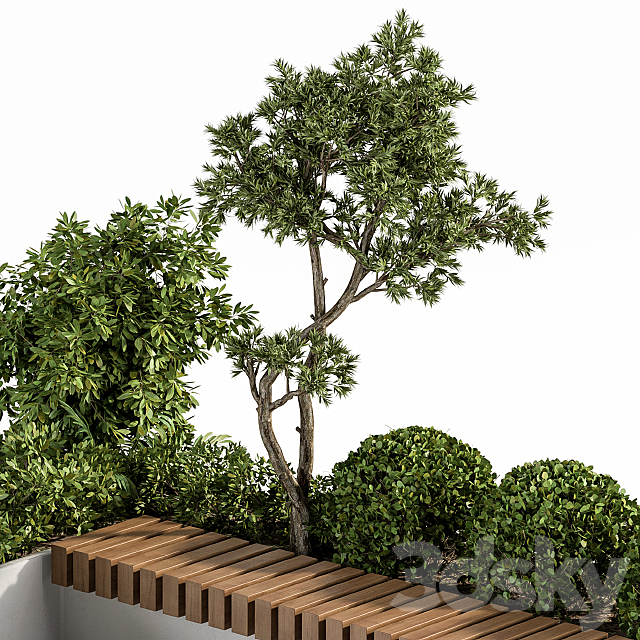 Urban Furniture _ Architecture Bench with Plants- Set 17 3DS Max Model - thumbnail 4