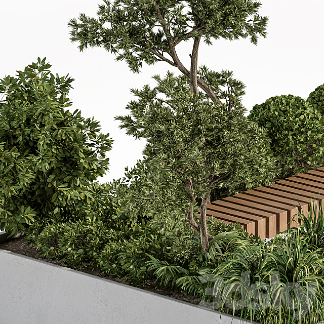 Urban Furniture _ Architecture Bench with Plants- Set 17 3DS Max Model - thumbnail 5