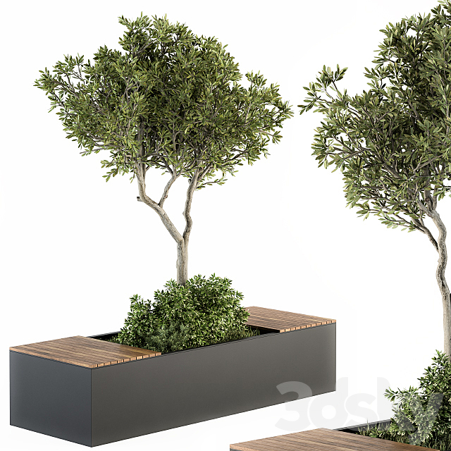 Urban Furniture _ Architecture Bench with Plants- Set 23 3DSMax File - thumbnail 1