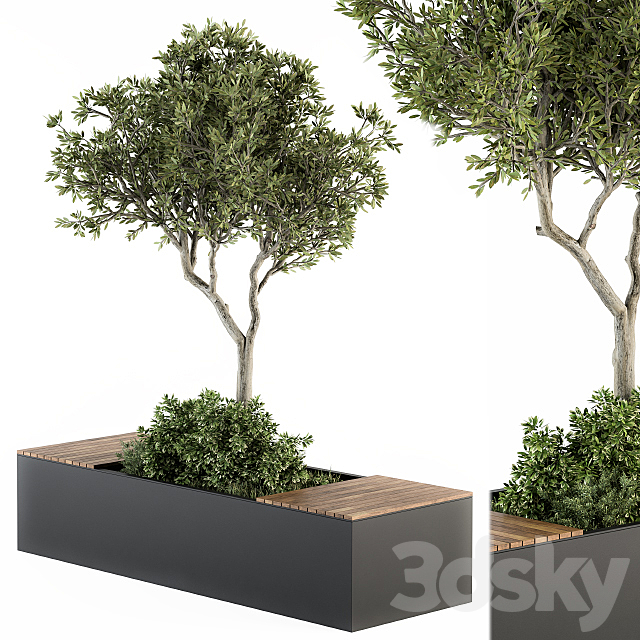 Urban Furniture _ Architecture Bench with Plants- Set 23 3DSMax File - thumbnail 2