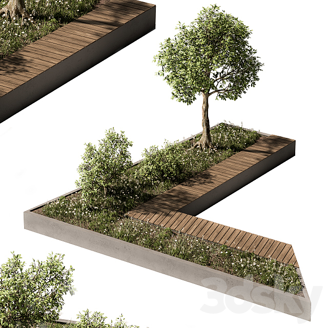 Urban Furniture _ Architecture Bench with Plants- Set 24 3DSMax File - thumbnail 1