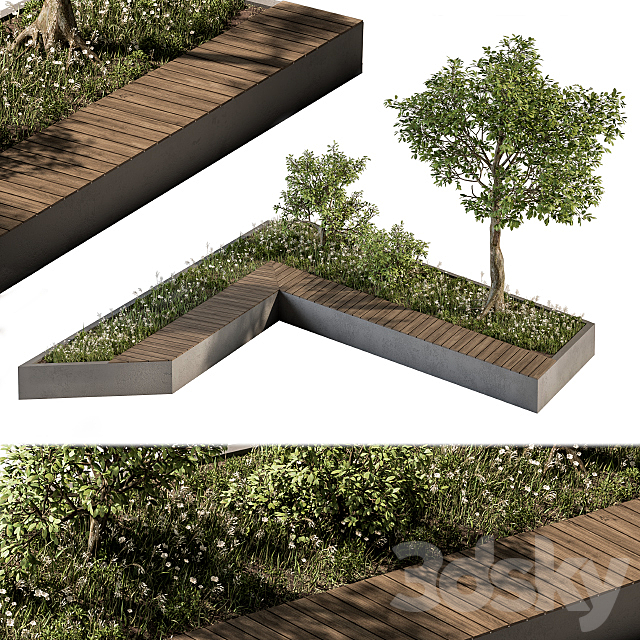 Urban Furniture _ Architecture Bench with Plants- Set 24 3DSMax File - thumbnail 2