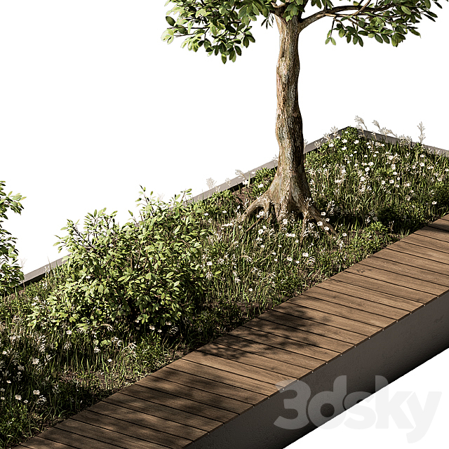 Urban Furniture _ Architecture Bench with Plants- Set 24 3DSMax File - thumbnail 3