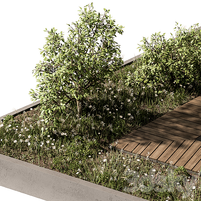 Urban Furniture _ Architecture Bench with Plants- Set 24 3DSMax File - thumbnail 4