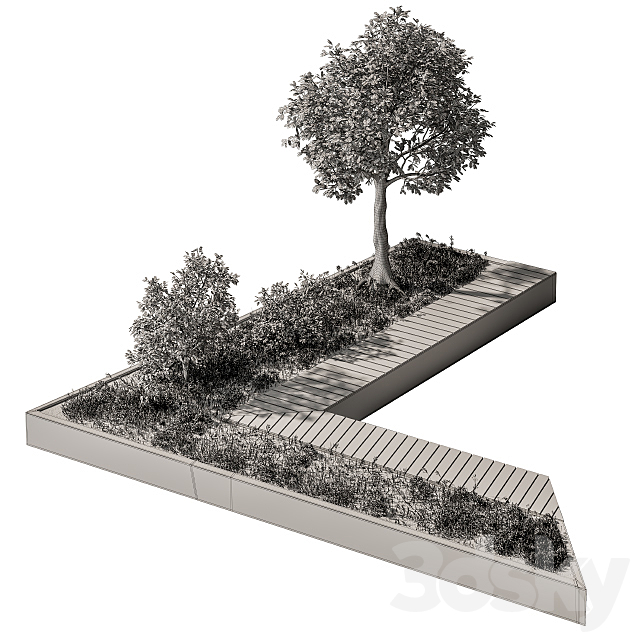 Urban Furniture _ Architecture Bench with Plants- Set 24 3DSMax File - thumbnail 6