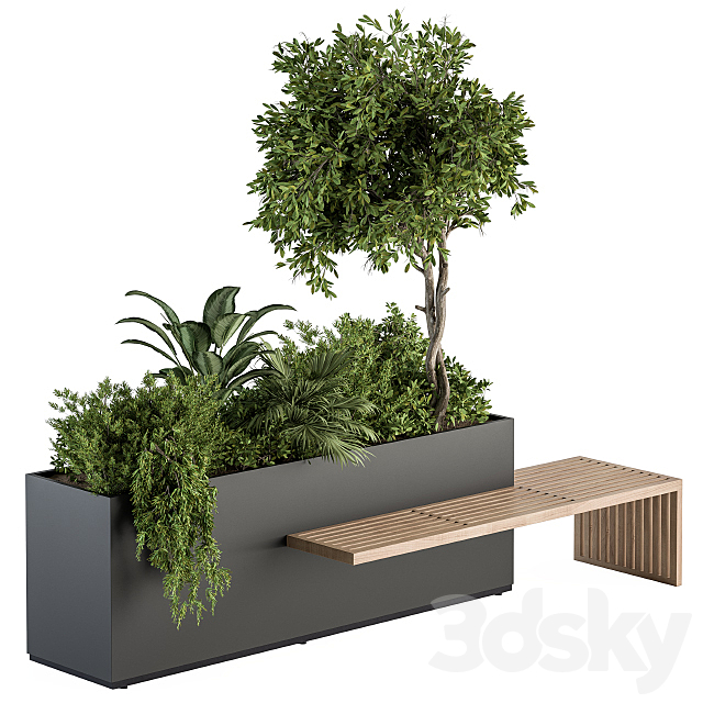 Urban Furniture _ Plant Box with Bench – Set 28 3DSMax File - thumbnail 1