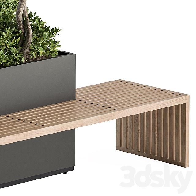 Urban Furniture _ Plant Box with Bench – Set 28 3DSMax File - thumbnail 4