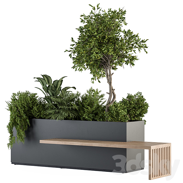 Urban Furniture _ Plant Box with Bench – Set 28 3DSMax File - thumbnail 5