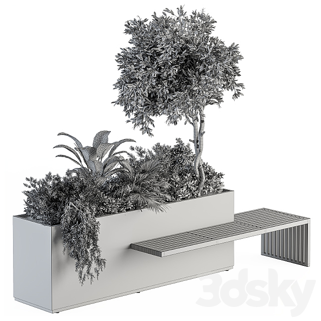 Urban Furniture _ Plant Box with Bench – Set 28 3DSMax File - thumbnail 6