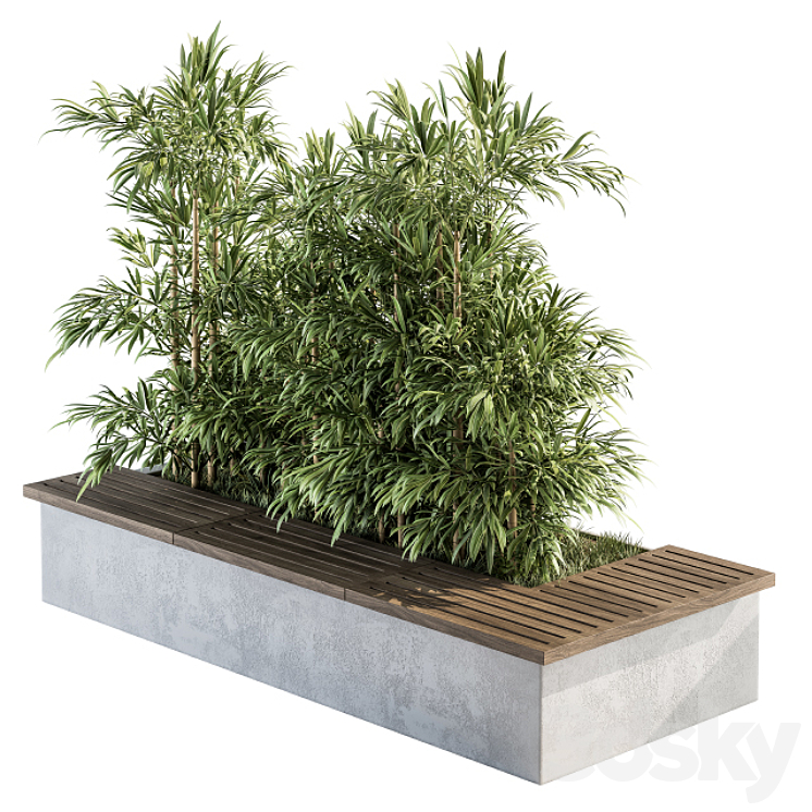 Urban Furniture \/ Architecture Bench with Plants- Set 11 3DS Max - thumbnail 1