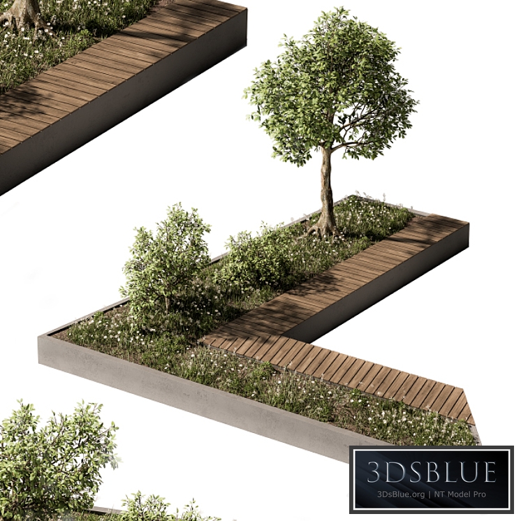 Urban Furniture \/ Architecture Bench with Plants- Set 24 3DS Max - thumbnail 3