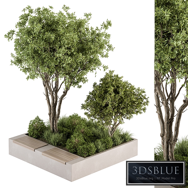 Urban Furniture Bench with Plants 45 3DS Max - thumbnail 3