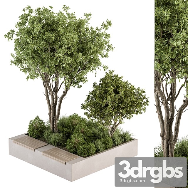 Urban Furniture Bench With Plants 45 3dsmax Download - thumbnail 1