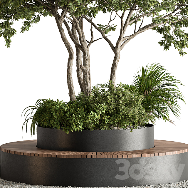 Urban Furniture Bench with Plants 76 3ds Max - thumbnail 3