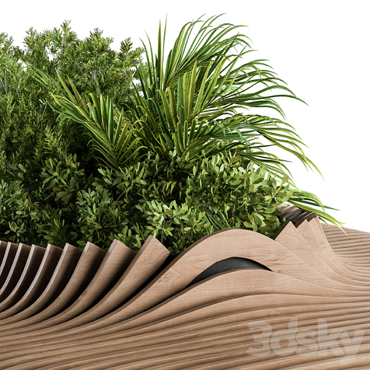 Urban Furniture \/ Parametric Bench with Plants- Set 22 3DS Max - thumbnail 2