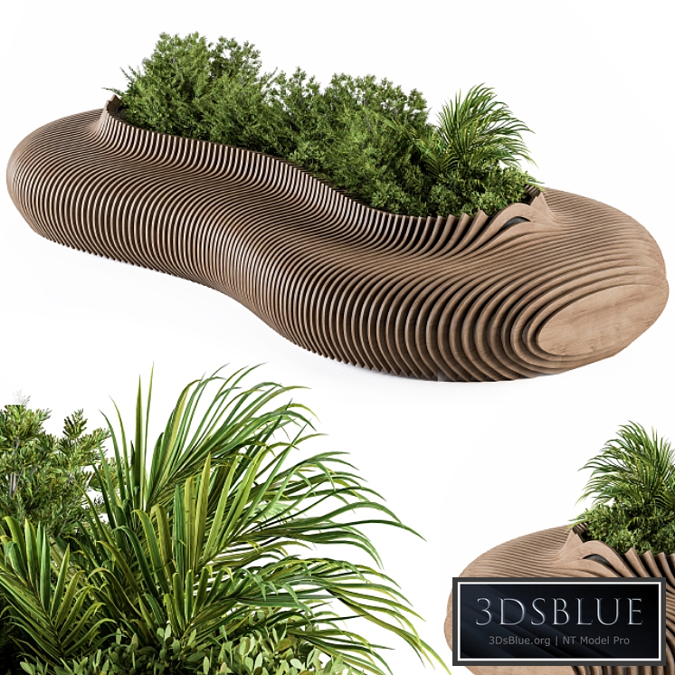 Urban Furniture \/ Parametric Bench with Plants- Set 22 3DS Max - thumbnail 3