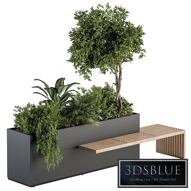 Urban Furniture \/ Plant Box with Bench – Set 28 3DS Max - thumbnail 3