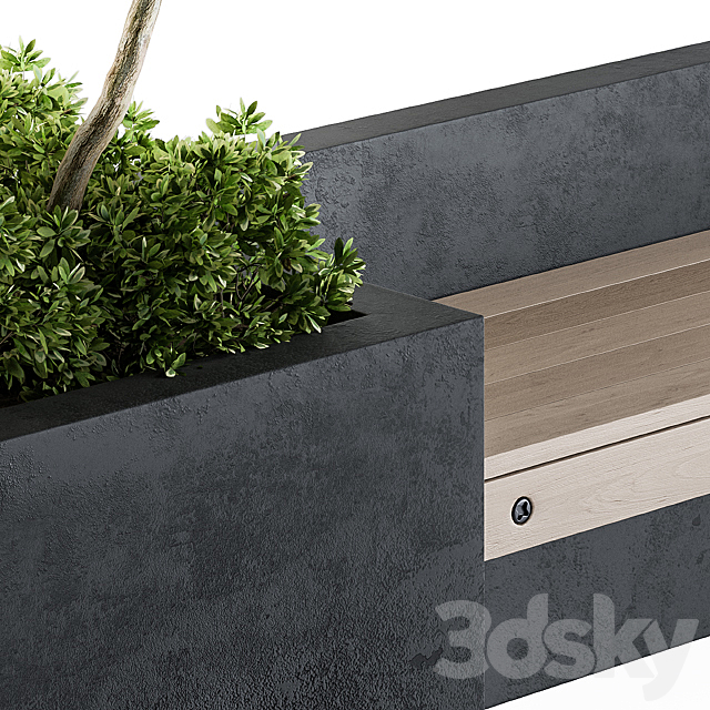 Urban Furniture Plants with bench 09 3DS Max Model - thumbnail 3