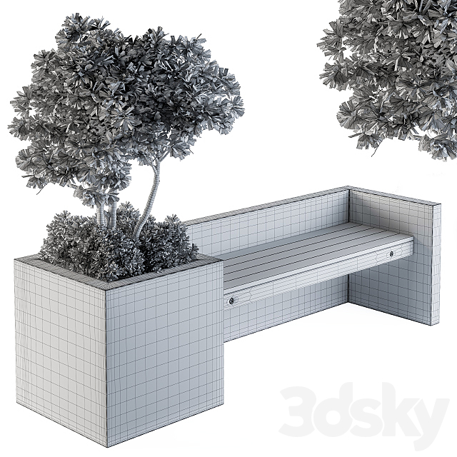 Urban Furniture Plants with bench 09 3DS Max Model - thumbnail 4