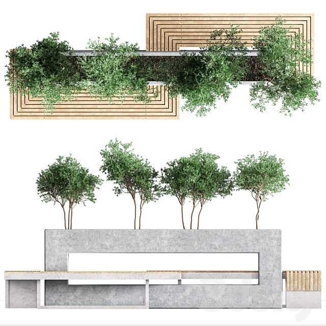 urban park bench 2 3ds Max - thumbnail 1