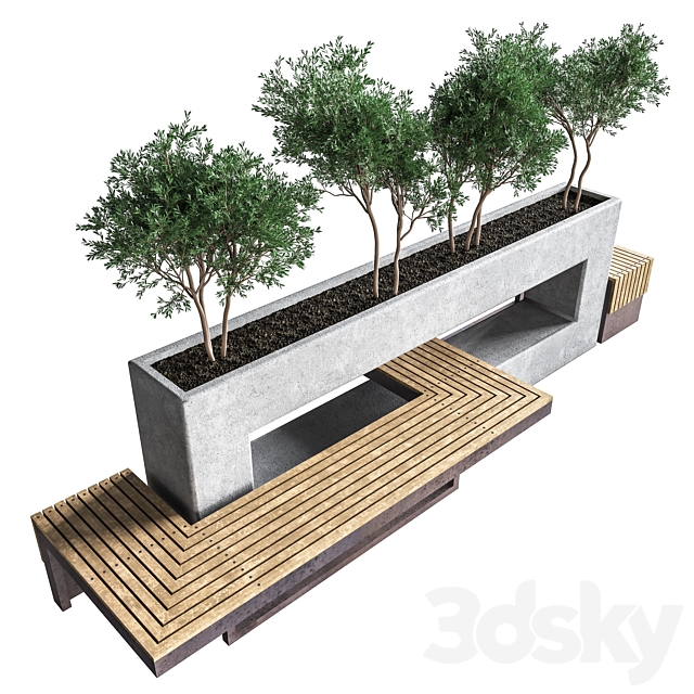 urban park bench 2 3ds Max - thumbnail 2