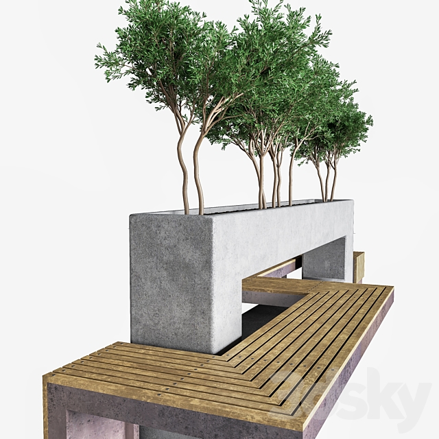 urban park bench 2 3ds Max - thumbnail 3