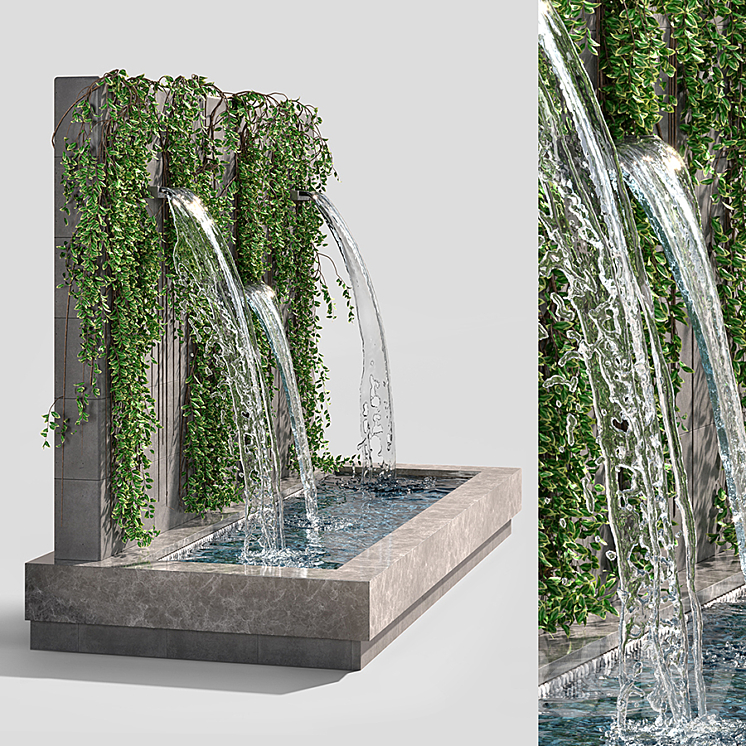 Wall fountains with ivy 3DS Max - thumbnail 1